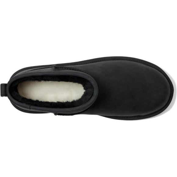UGG Women's Black Rounded Toe Sheepskin Lining Classic Ultra Mini Classic Boot - Picture 2 of 7